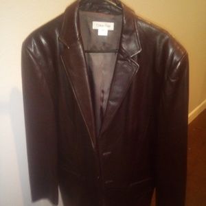 calvin kline leather jacket medium